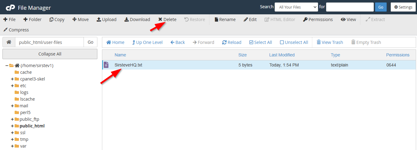 File Manager - Deleting File