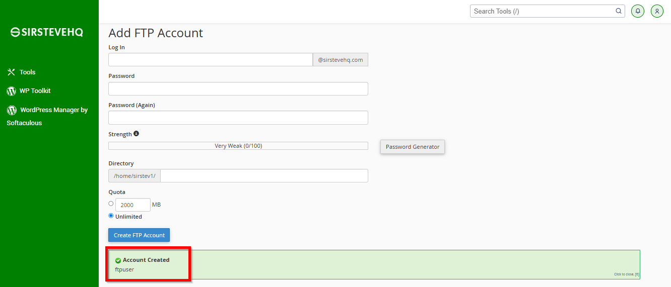 successfully-created-ftp-account