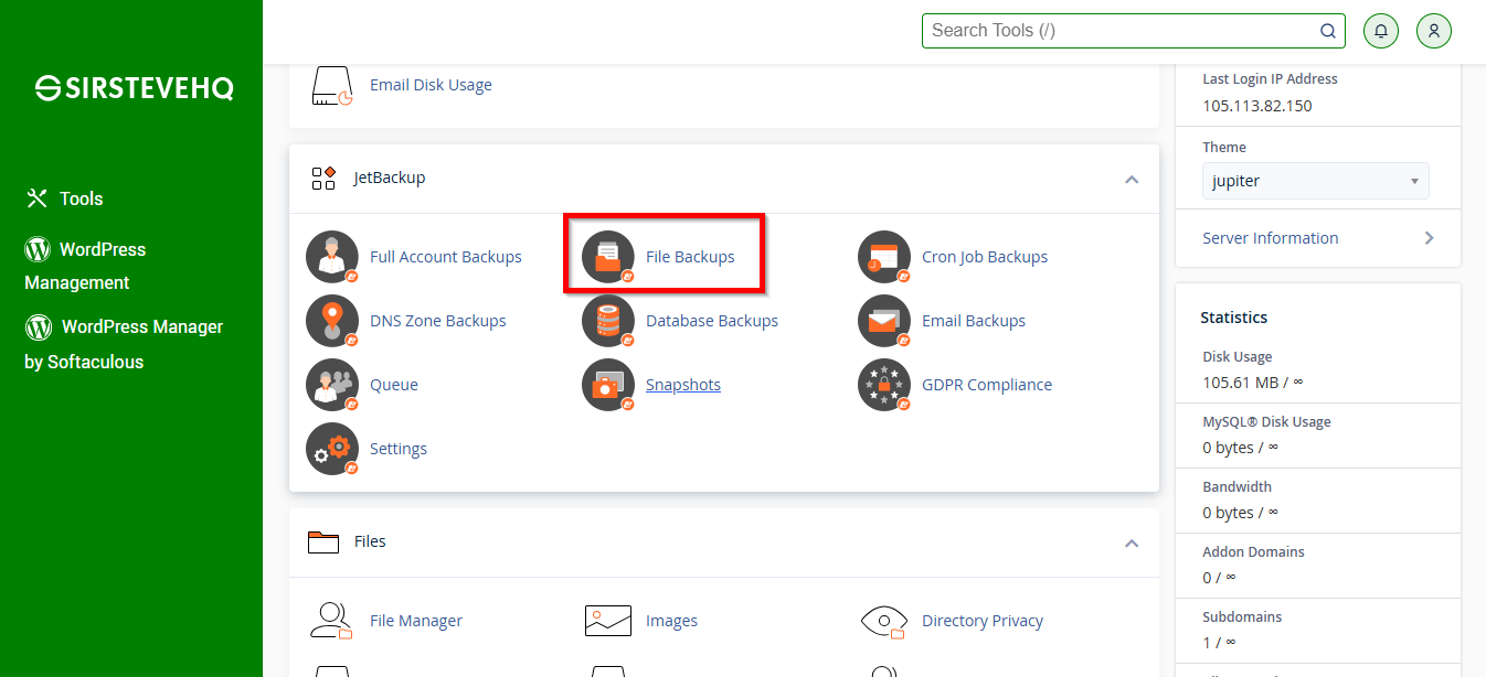 How to restore your Website Files using the JetBackup feature in cPanel ...