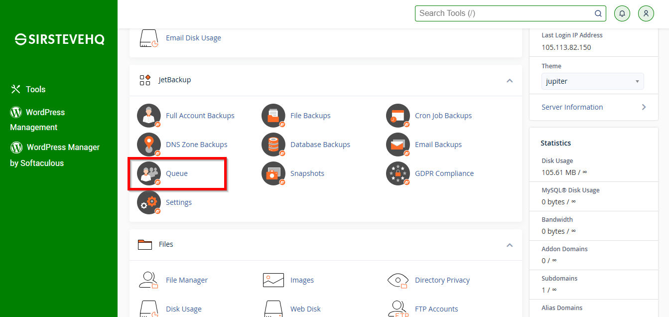 JetBackup Restore Queue Feature