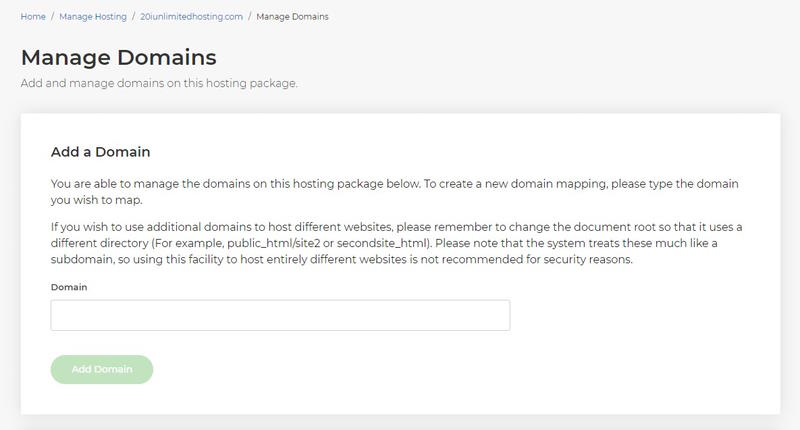 Manage Domains add domain for mapping