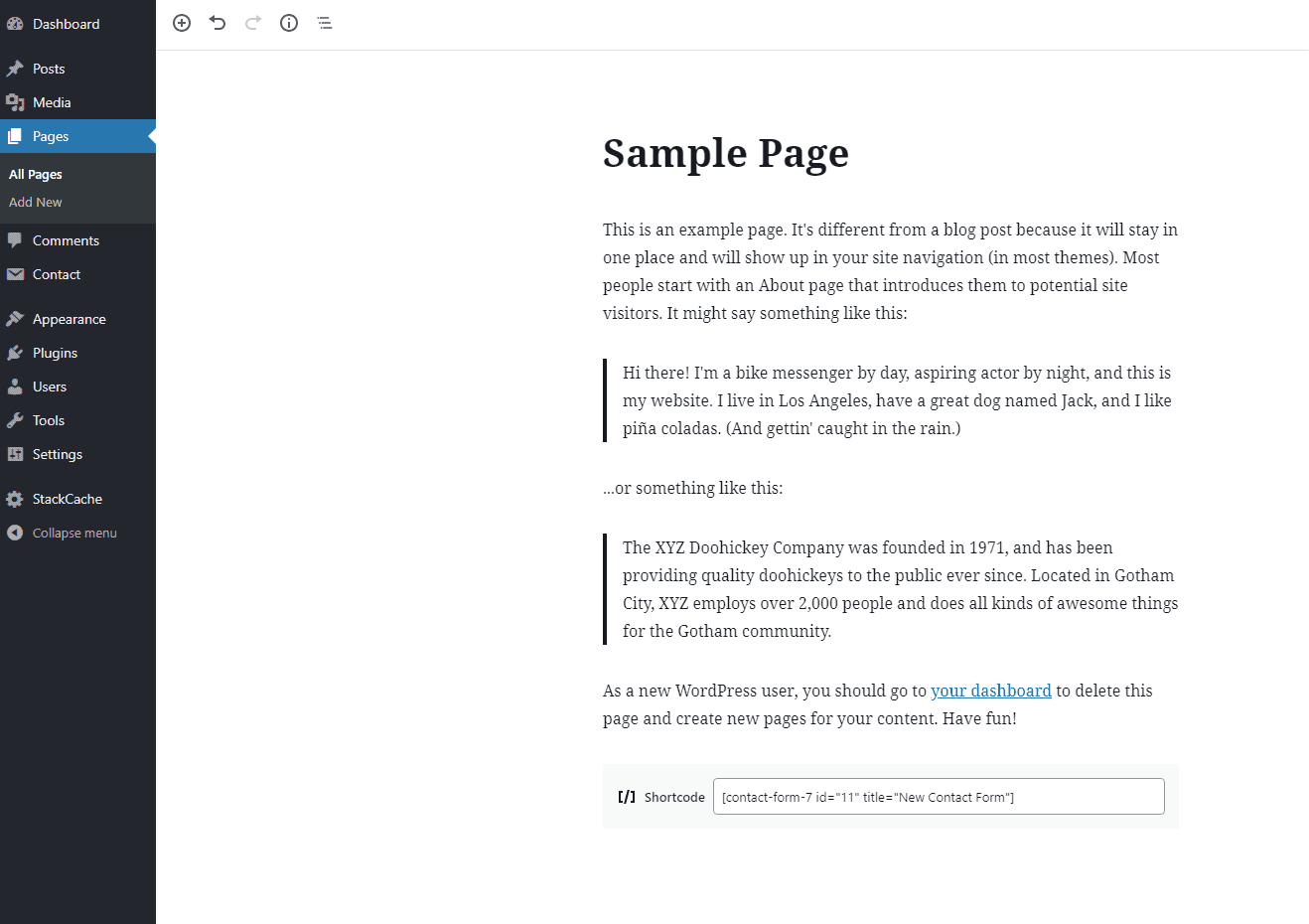Add shortcode to WordPress page