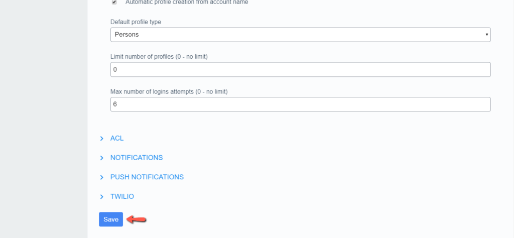 Save Account Settings