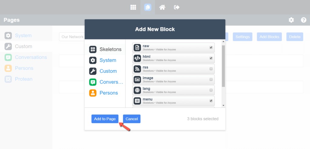 Select Page Blocks