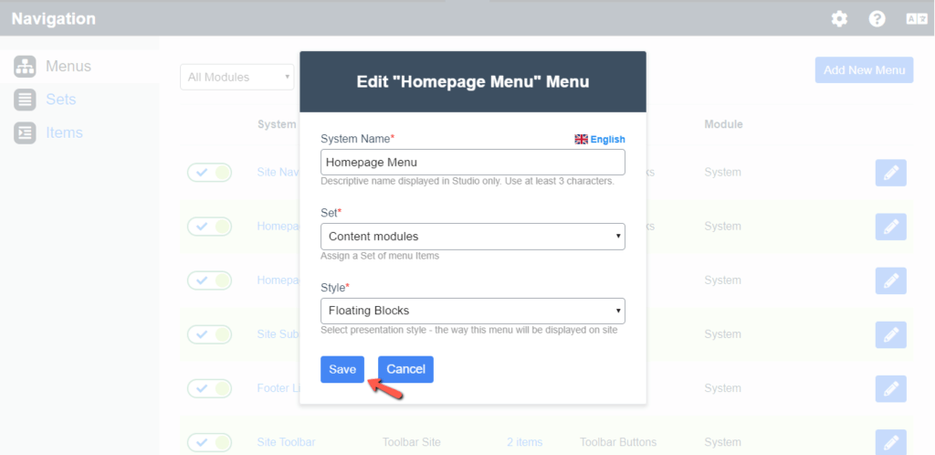 Menu Details