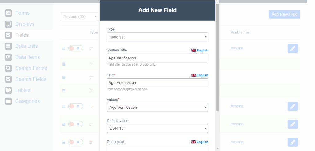 Registration Field Properties