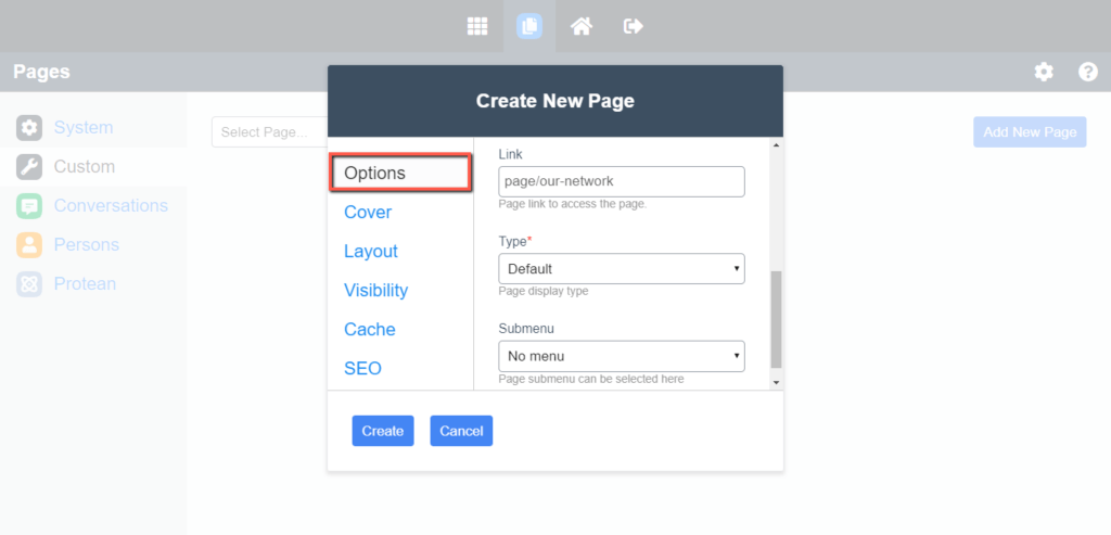 Page Type and Submenu