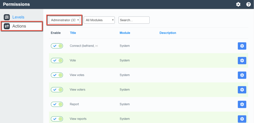 User Actions Overview