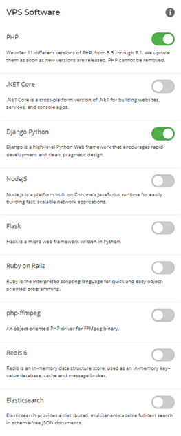 Software options for a Cloud Server