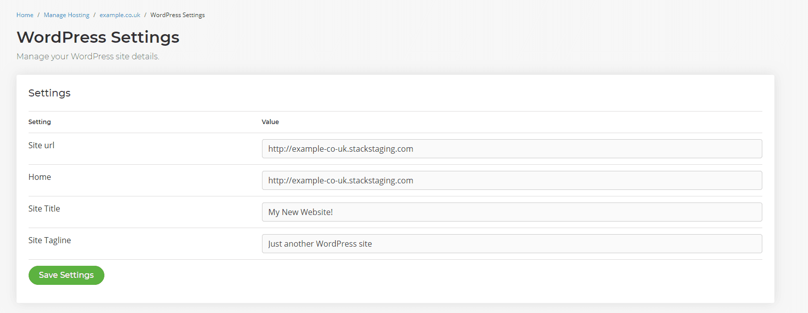 WordPress settings change temporary URL to live