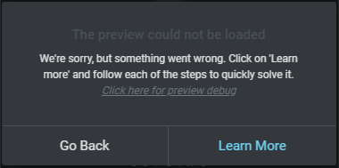 Error message for WordPress Elementor preview loading issue