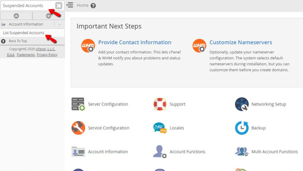 Accessing the List Suspended Accounts Feature
