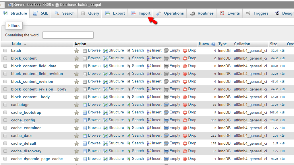 Access Import tab