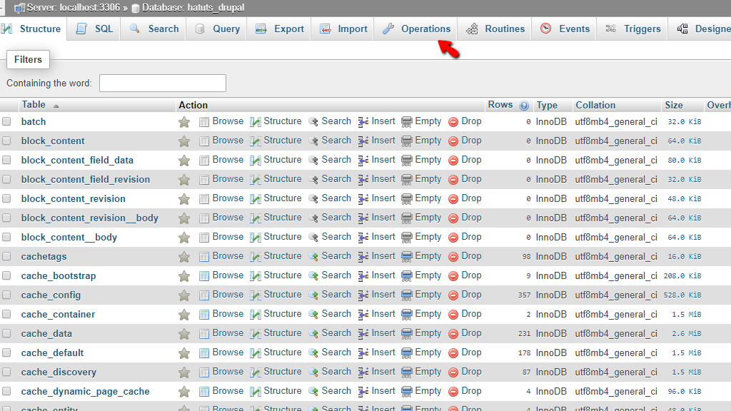 Access Operations tab