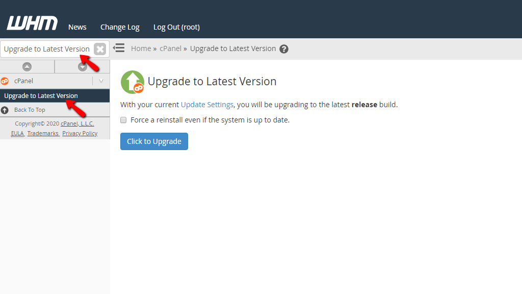 access-upgrade-to-latest-version-whm.png