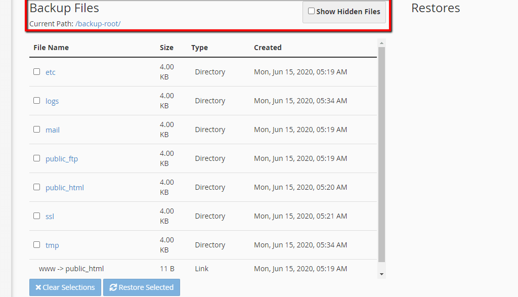 List of backed up files in JetBackup