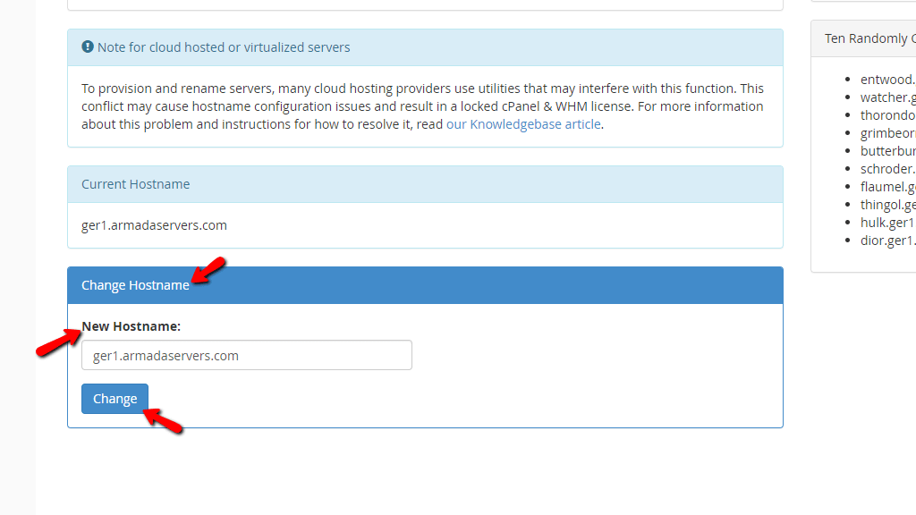 Changing the current Hostname