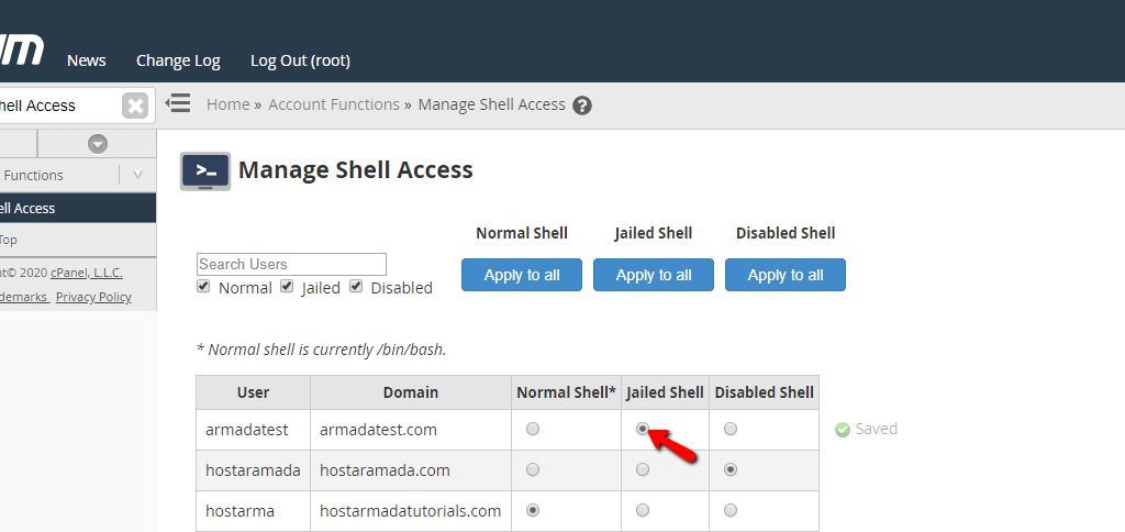 Chaing the shell acess type