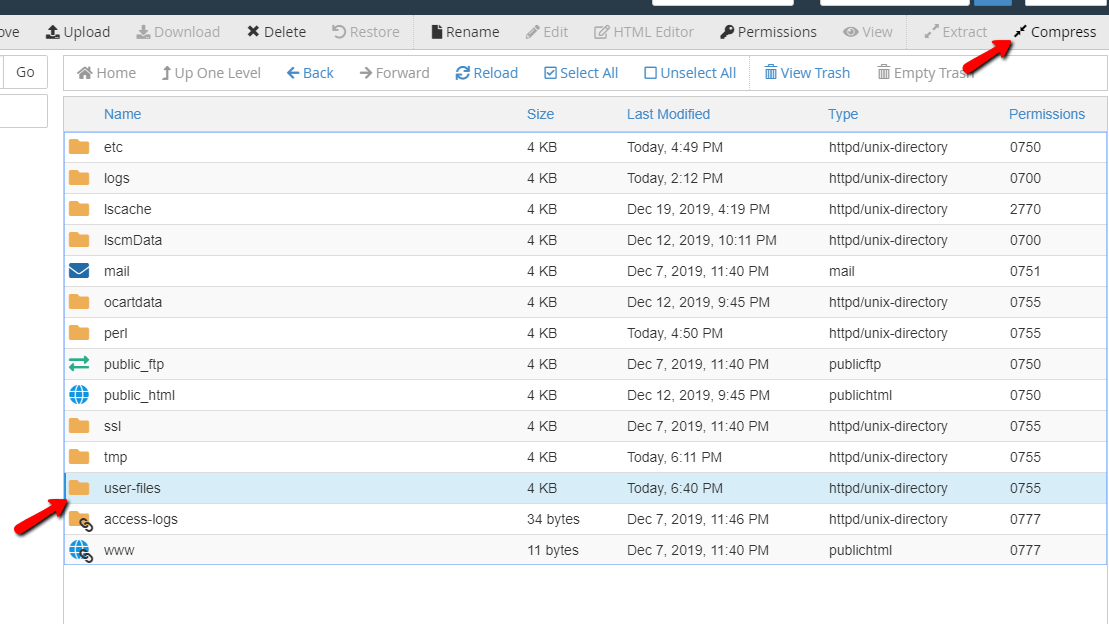 File Manager - Compressing File