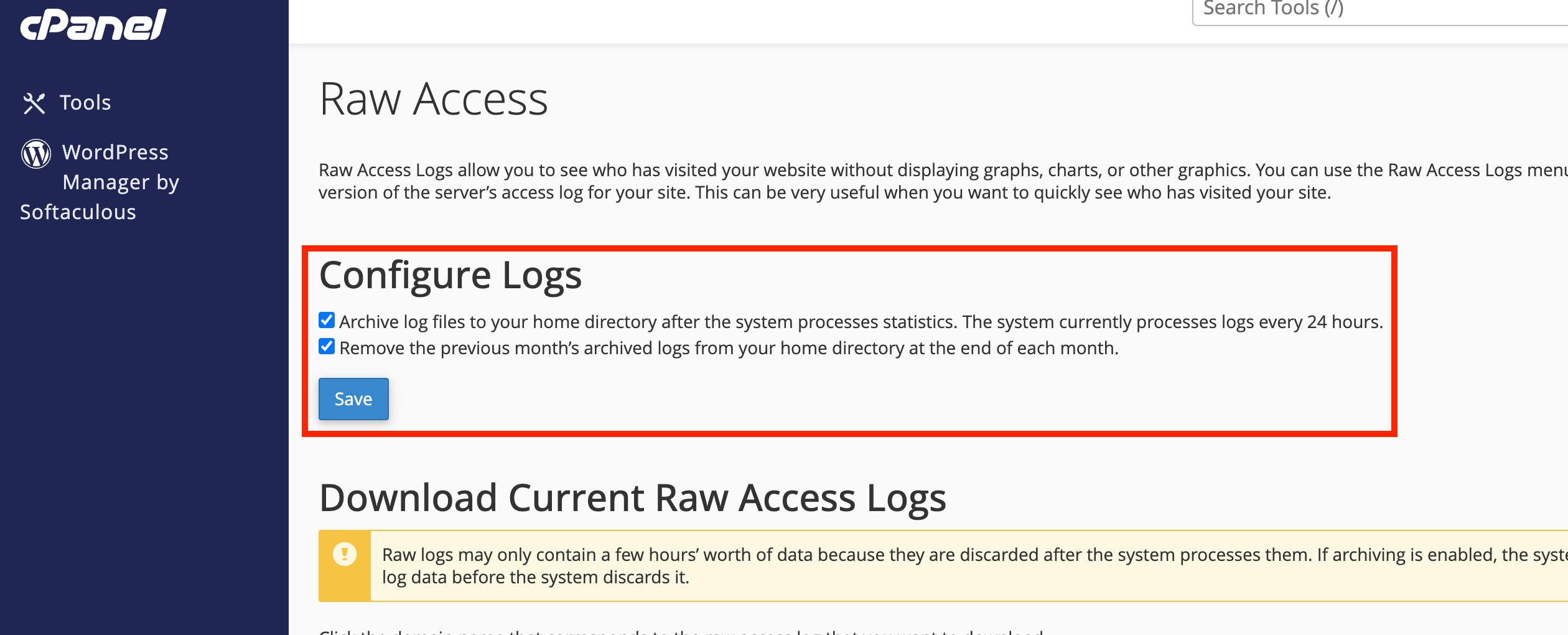 configure-logs-options