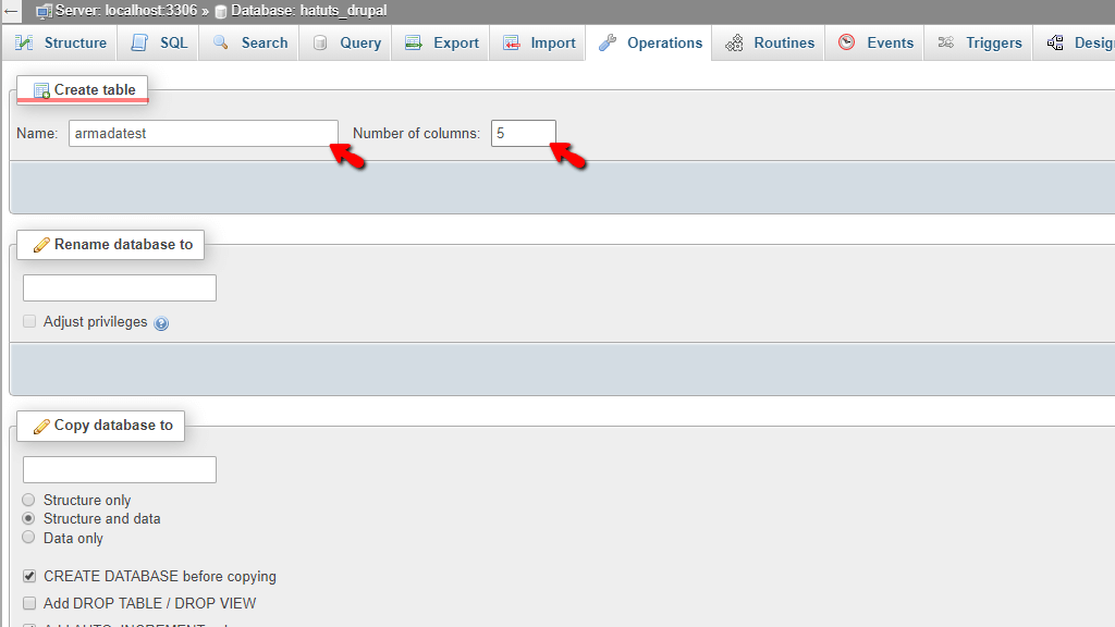 Create Database Table