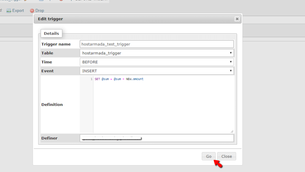 Add Database Trigger