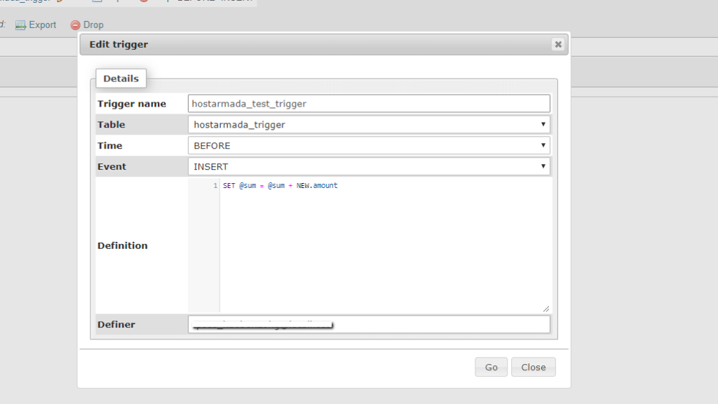 Database Trigger Details