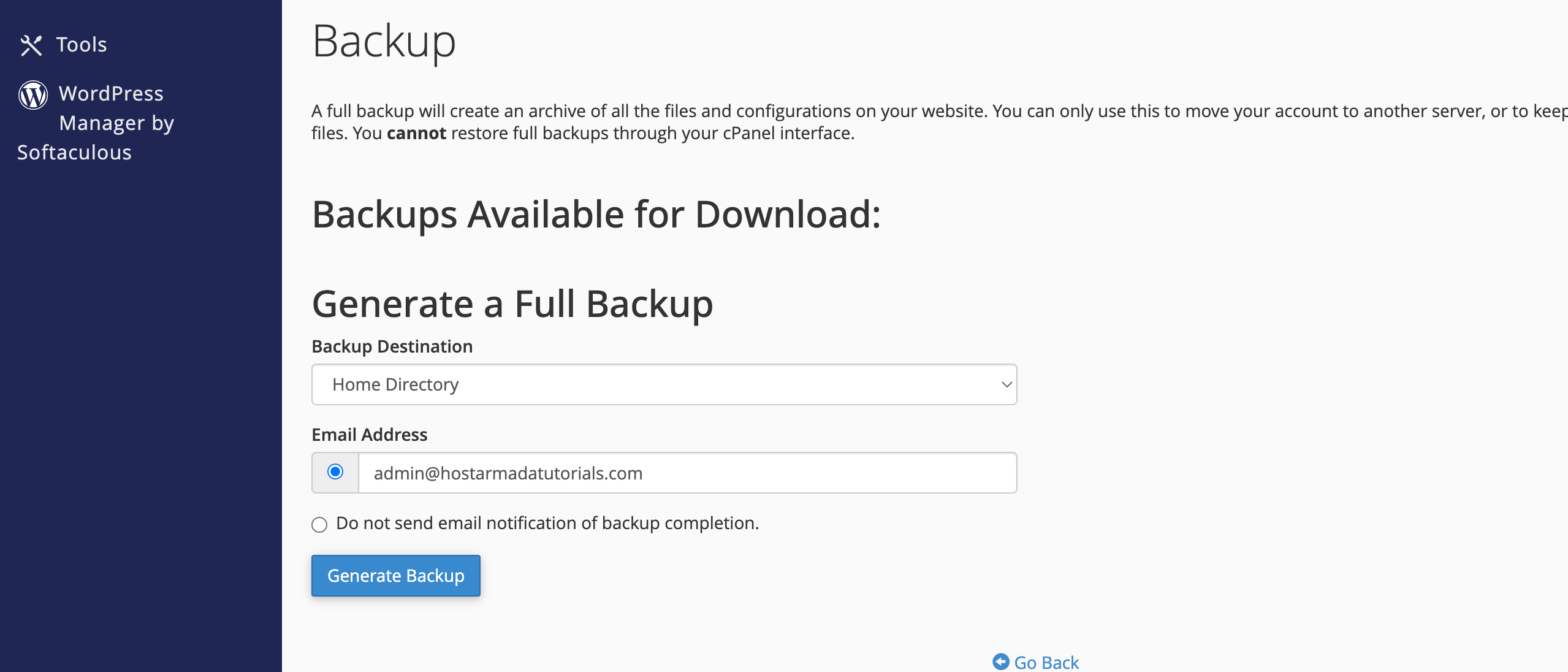 full-backup-select-method