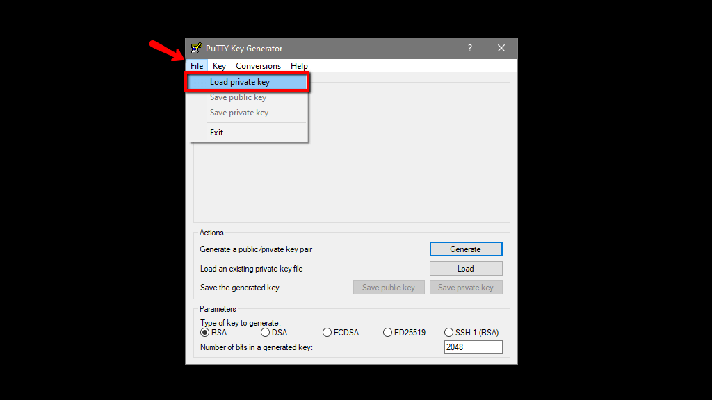 Loading SSH private key into PuTTY