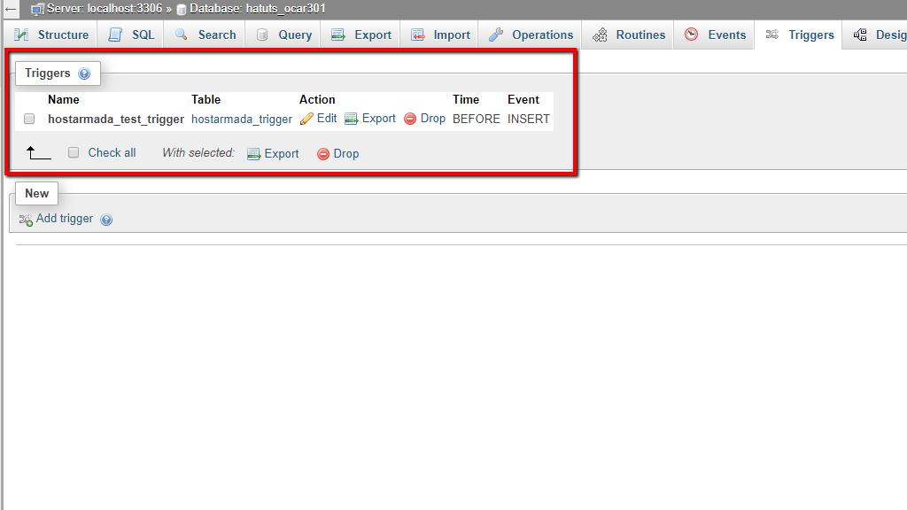 Database Triggers Location