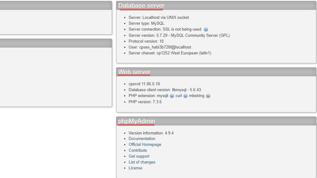 Database and Web server