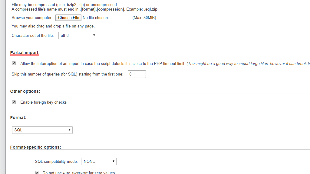 Enabled Database import timeout detection