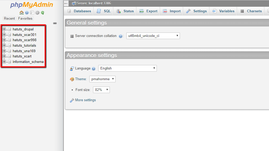 Databases list