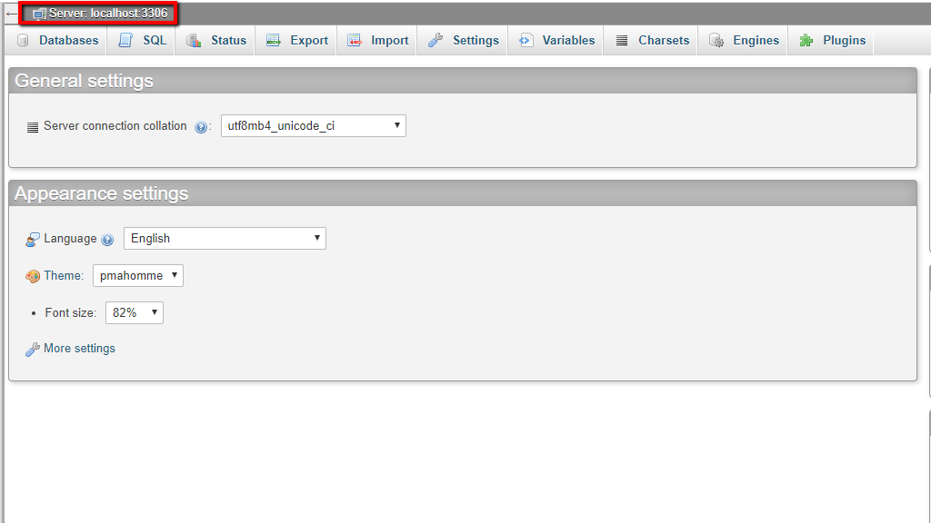 Server hostname and port