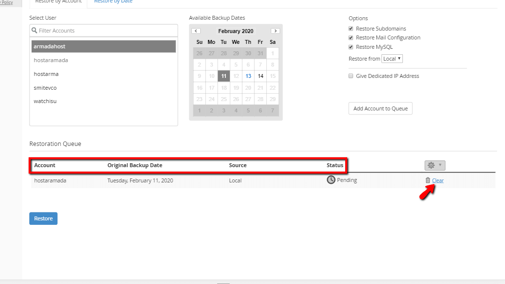 queue-table-and-clear-link.png