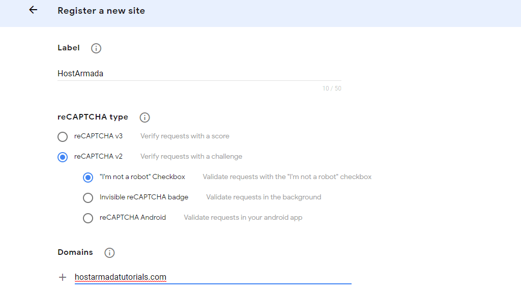 Register New site