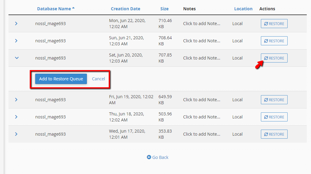 Restore Database Backup in JetBackup