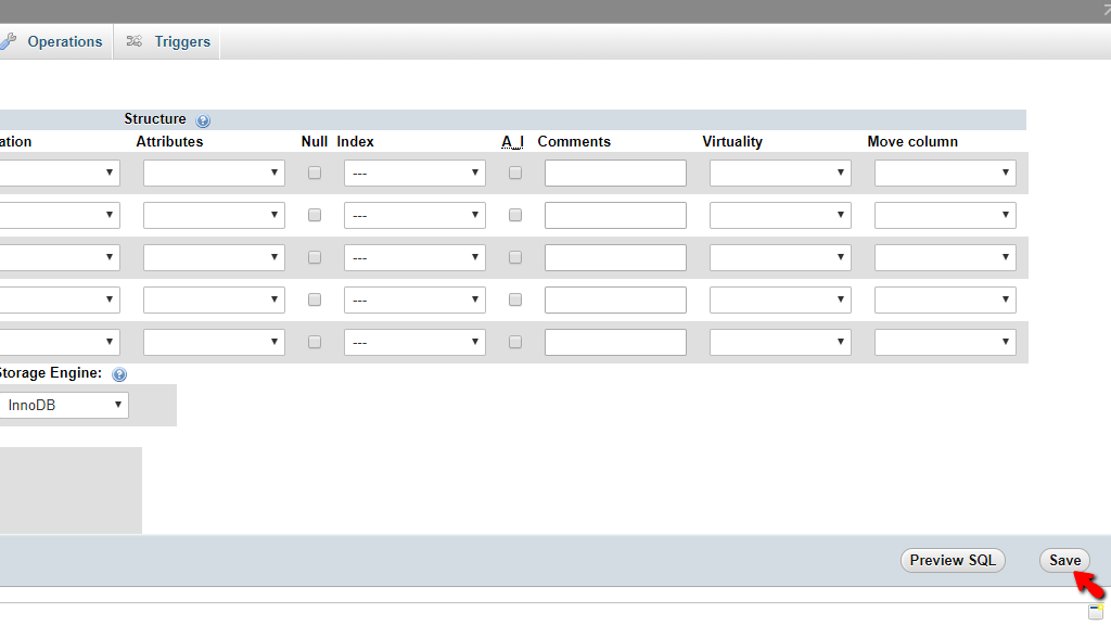 Save Database Table