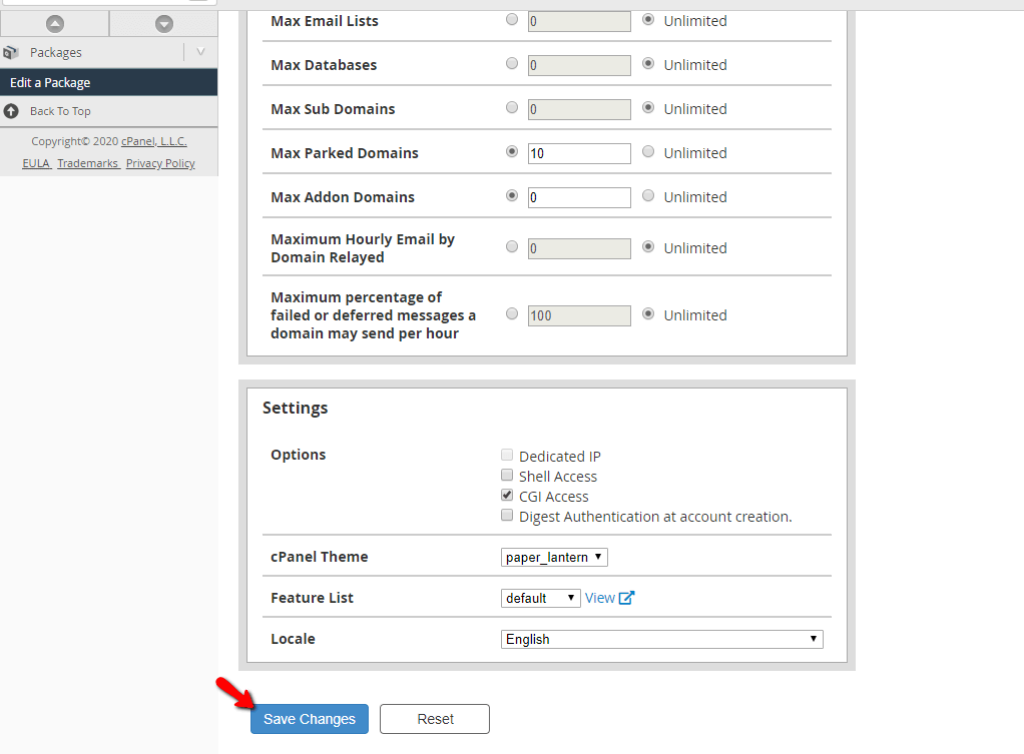 Saving the edited Package