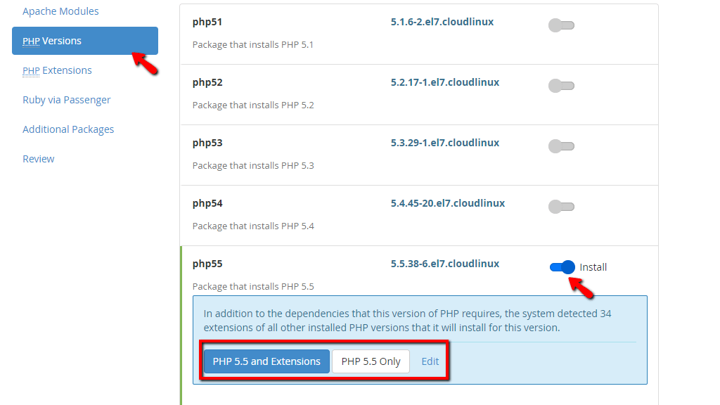 select-php-version-enable-extensions.png