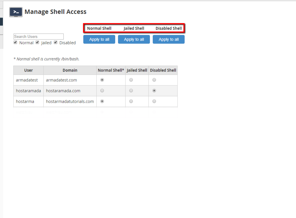Shell Access types