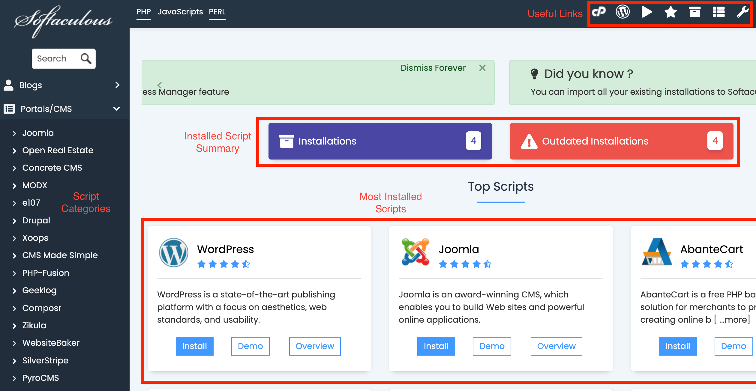 softaculous-main-page