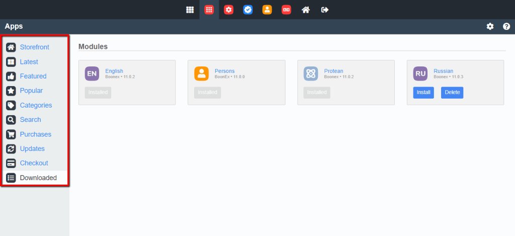 Apps page overview