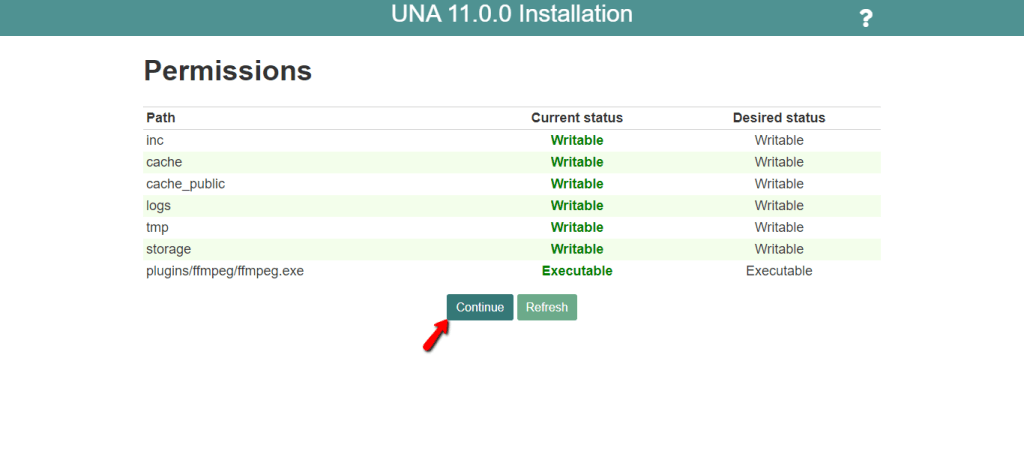 Correct Permissions confirmation