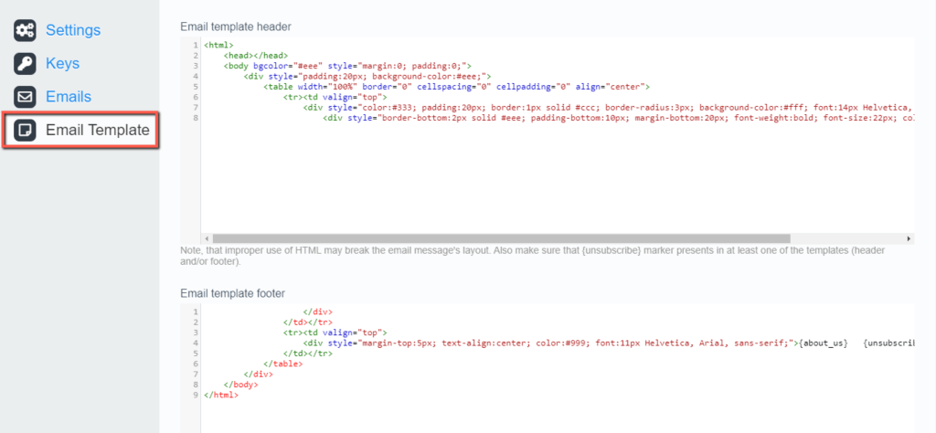 Email Template Header and Footer