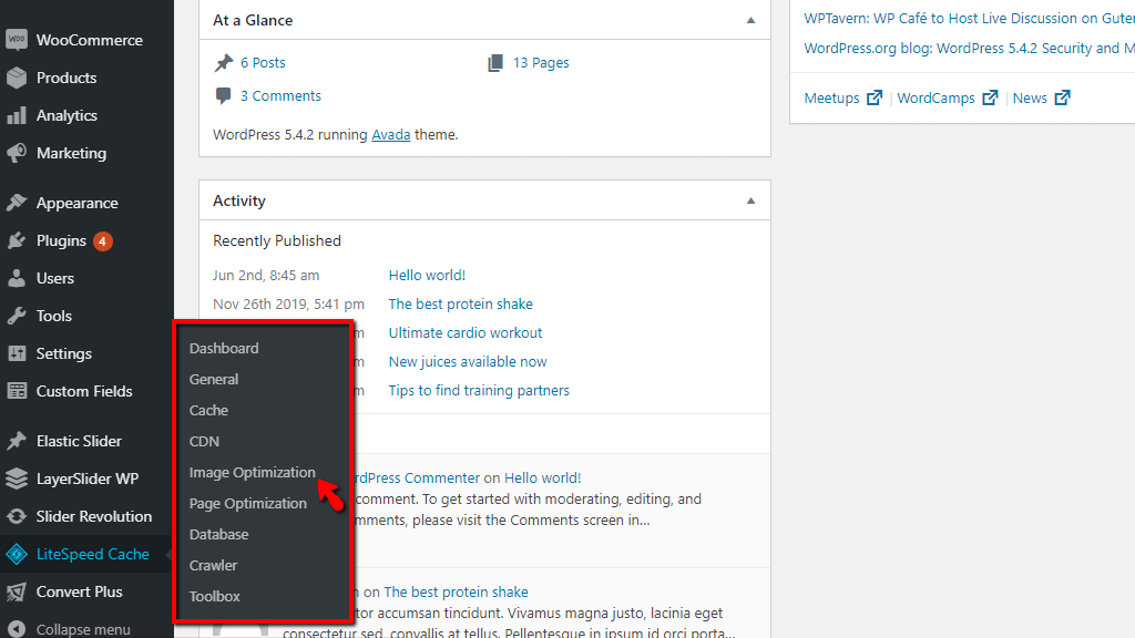Access WordPress LiteSpeed Cache Image Optimization Settings