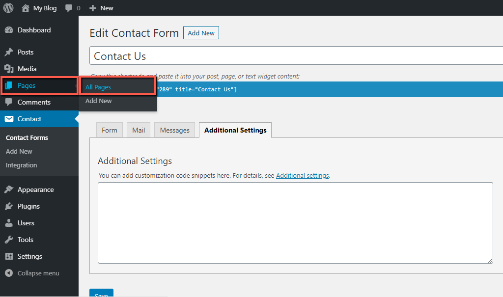 Access WordPress All Pages