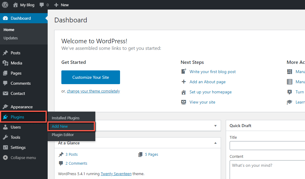 Access WordPress Plugin management section