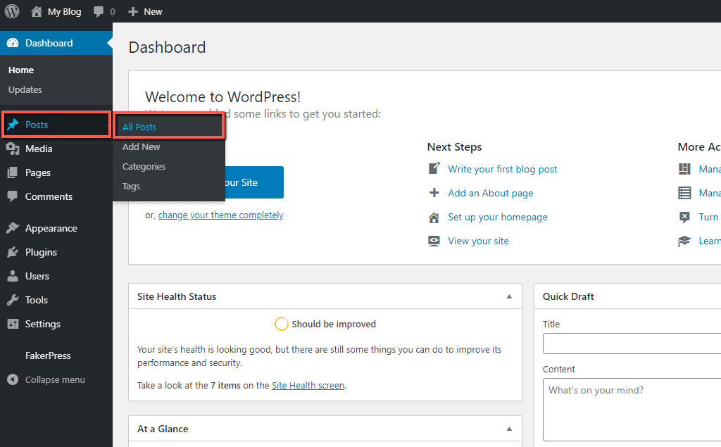 Access Posts section