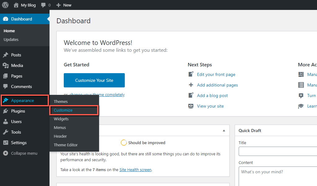 Access WordPress Theme Customizer